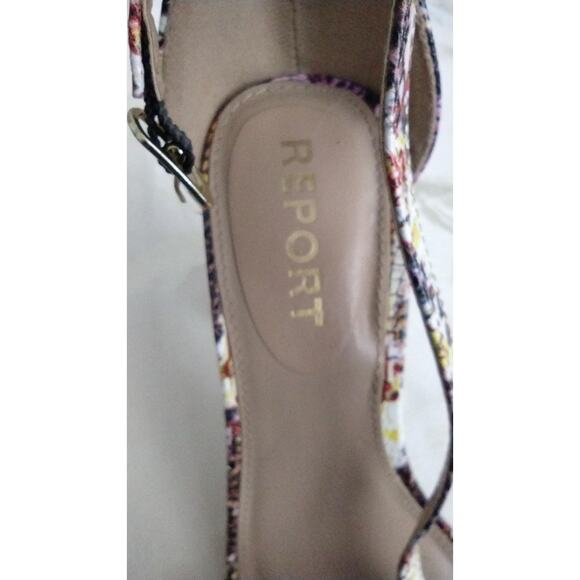 Report Sandals Womens Size 7 Purple Multi Snake Print Block Heel Ankle Strap - Picture 7 of 7